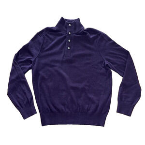 Banana Republic Merino Wool Mock Neck 1/4 Zip Purple Sweater Women's Size Large